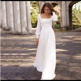 French-Style Denstalt Light Wedding Dress Spring New Simple Sen Series Long-Sleeved Super Fairy Travel Bride Wedding White Dress HZ0517