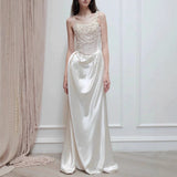Brased And Light Wedding Dress High-End Pearl Heavyweight French Welcome Go Out Yarn White Fasering Bridal Engagement Dress Dress HZ0517