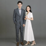 Certificate Registration Small White Dress Hepburn Thin French-Style Sedable Dress Small Wedding Dress Small Man Engagement Dress HZ0517