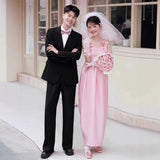 French High-End Feeling Niche Pink Sling Dress Morning Dress Wedding Certificate Registration Dress Photo Dress HZ0517