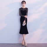 Evening Dress Women 2026 New Light Luxury Niche High-End Banquet Temperament Black Fishtail Small Dress HZ0517