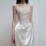 Brased And Light Wedding Dress High-End Pearl Heavyweight French Welcome Go Out Yarn White Fasering Bridal Engagement Dress Dress HZ0517
