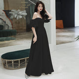 White Dress Woman 2026 New Banquet Temperament Long Dress Party Shoulder Brag Evening Dress HZ0517