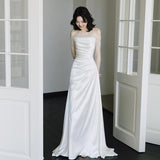 2026 French Light Wedding Dress Feeld The Simplicity Of The Word Shoulder Fish Tail Yarn Bride Welcome Small Tail Dress Skirt HZ0517