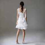 French Sling Light Wedding Dress 2025 New Bare Back Dress Bridal White Yarn Small Tail Evening Dress HZ0517
