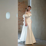 Cloud First Word Shoulder Light Wedding Dress 2026 Spring New Bride Wedding French-Style Stux Tailing Annual Dress HZ0517