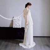French Light Wedding Dress Bride Simple Niche High-End Feeld Daffron Go Out Of The Yarn Series Super Fairy Small Tail Welcome Dress HZ0517