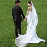 French Brao-Smeared And Light Wedding Dress Bride Shoots Simple Stux High-End Feeling To Go Out Yarn Fishtail Exterior Dress Dress HZ0517
