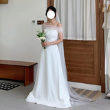 Light Wedding Dress White Shoulder 2026 New Bride Wedding Morning Robe Trip To Register For The Evening Dress Dress Dress HZ0517