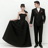 Black Evening Dress Studio Photo Theme Long Bra Light Luxury Niche Set Of Simple Heben Wind Small Black Dress HZ0517