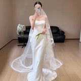 French Bra Light Wedding Dress Bride 2026 New Densate Simple Fishtail Engagement Girl Go Out Yarn Light Wedding Dress HZ0517