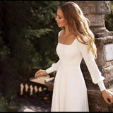 French-Style Denstalt Light Wedding Dress Spring New Simple Sen Series Long-Sleeved Super Fairy Travel Bride Wedding White Dress HZ0517