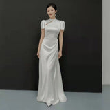 Chinese-Style Light Wedding Dress 2026 New Simple Retro White Yarn Thin Travel Temperament Bride Engagement Dress HZ0517