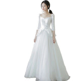 French Light Wedding Dress 2026 Spring New Small Simple Travel Shot Out Of The Yarn Series Super Fairy Long-Sleeved Dress Woman HZ0517