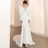 French Light Wedding Dress 2026 Spring New Bridal Fare Sleeve Long Sleeves To Welcome Dress HZ0517
