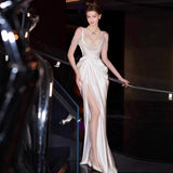 French-Style Seduced Dress Bridal Simple Niche High-End Pearl Slings Go Out With A Yarn-Back Fishtail Dress Dress HZ0517