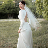 French Light Wedding Dress New Bride Long Sleeve Temperament Simple Sen Trend Travel To Welcome The Dress HZ0517
