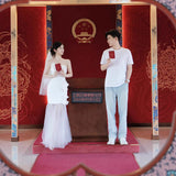 Smear The Breast Light Wedding Street Shooting Senior Sense Certificate Registration Small Man Temperament Simple Welcome Door Yarn Engagement Dress HZ0517