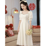White Evening Dress Small Man Wedding Dress Certificate Registration Small White Dress Birthday Party Engagement Dress White HZ0517