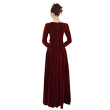 Long-Sleeved Toasting Bride 2026 New Wine Red Engagement Dress Dress High-End Velvet Dress HZ0517