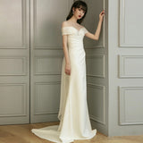 One-Word Shoulder French Light Wedding Dress 2026 New Temperament Simple Retro Mori Super Fairy Bride Married Out Of The Yarn Woman HZ0517