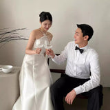 Korean Light Wedding Dress Ding Noodles Hanging Neck Niche Design With A White Certificate Registration Small White Dress Banquet Temperament Evening Dress HZ0517