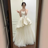 Broom-Smeared Wedding Bride Wedding Simple Light Atmosphere Engagement Banquet Dress Dress Travel Pat Door Yarn Welcome Yarn HZ0517