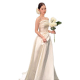French-Style Densate Light Wedding Dress High-End Smear Simple Bride Out Yarn Temperament Tail White Welcome Dress Dress HZ0517