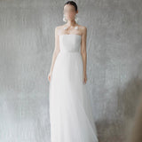 Blast Bra Light Wedding Dress White Engagement Bridal Evening Dress French Temperament Yarn Simple Light Luxury HZ0517