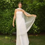 French Light Wedding Dress Bride Simple Tset-Sin Style Temperament Certificate Registration Small White Dress Engagement White Dress Dress HZ0517
