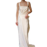 Fishtail Light Wedding Dress 2026 New Bridal Simple French Retro Fasting White Welcome Dress Travel Yarn HZ0517
