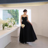 Korean New Wedding Dress Black Sexy Dress Sling Net Dress Banquet Temperament Light Wedding Dress HZ0517