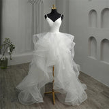 The New Front And Short Long And Light Wedding Bridal Temperament Simple Super Fairy Dream Travel Shoot Out Yarn Depth V Sexy Dress HZ0517