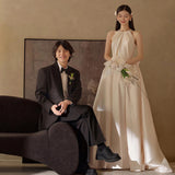 Bridal Main Wedding Dress 2026 New French Retro Hepburn Wind-Screative Neck Tug-In Yarn HZ0517