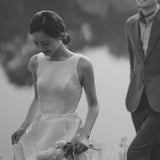 Sensian Light Wedding Dress Simple Super Fairy Travel Shot Thin White Small Tail 2026 New Bride Wedding Yarn HZ0517