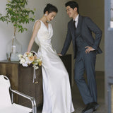French-Style License Light Wedding Dress Sen Is A Simple Travel Shoot High-Level Small White Dress Welcome Out Of The Yarn Toast Dress HZ0517