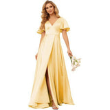 Sexy Dingy Evening Dress Deep V-Neck Side Open-Fork Ball Dress High-Waist Temperament Party Dress HZ0517
