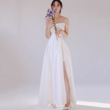 Light Wedding Dress Korean Version 2026 New Simple Sweet Little Fairy Temperament Shoulder-Sing-Faced Light Wedding Dress HZ0517