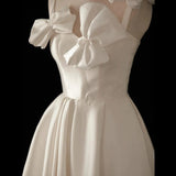 Sintered Hepburn Light Wedding Dress Short French First Love Dress Bow Hanging Back Engagement Certificate Dress HZ0517