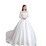 The Dingy Main Wedding Dress Long Sleeve 2026 New High-End Feeling Bride Thin Wedding White Temperament Dress Female Long Tail HZ0517