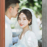 French Light Wedding Certificate Registration Small White Dress Densified Simple Exterior Travel Lawn Wedding Engagement Dress Girl HZ0517