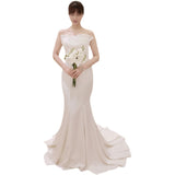 Sing Noodle Fish Tail Light Wedding Temperament Tective Bride Out Yarn Simple Outdoor Lawn Travel French Tail Wedding Dress HZ0517