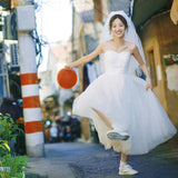 Suspension Light Wedding Dress French Retro Bride Wedding Engagement Dress Dress Daily Small Man Certificate Registration Small White Dress HZ0517