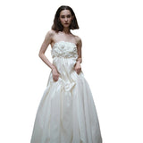 Bride Wedding Light Wedding Dress Girl Light Luxury Heavy Industry Three-Dimensional Flower Dress Engagement Dinner Dinner Dress HZ0517