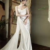 French Light Wedding Dress 2026 New Braping Niche Light Acetate Fascination Removable Engagement Welcome Yarn HZ0517