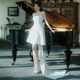 Certificate Registration Light Wedding Dress Bridal Morning Robe French Style Temperament Short Go Out Yarn Gold Style White Dress Dress Dress HZ0517