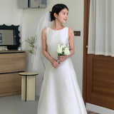 Certificate Registration Sleeveless Light Wedding Dress Bridal Registration Small White Dress French Simple Temperament Edible Engagement Dress HZ0517