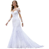 2026 Spring New Sexy Long-Sleeved Lace Small Tail Wedding Dress HZ0517