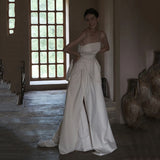Brased And Densate Light Wedding Dress 2026 New High-End Simple Retro Dress White Engagement Yarn HZ0517