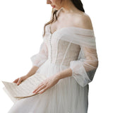 Mori Is Super Fairy Simple Light Wedding Dress Dream Small Man Travel To Go Out Yarn Thin Retro Shoulder Small Dress Woman HZ0517